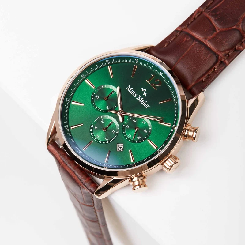 Mats Meier Grand Cornier Chrono Groen/RoseGoldfarbene Uhr MM00114