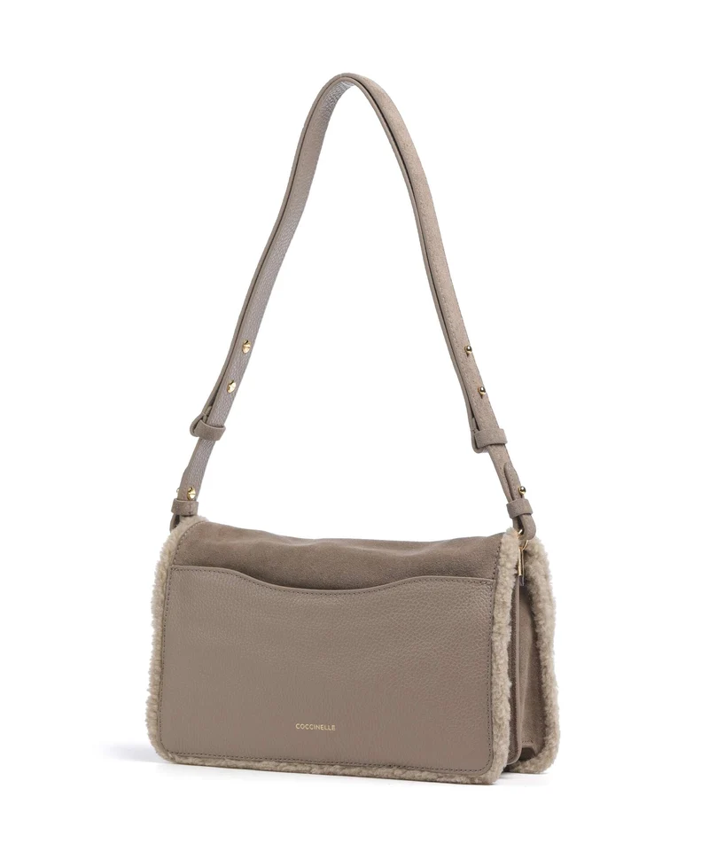 Coccinelle C-Me Softy Suede Schultertasche warm taupe