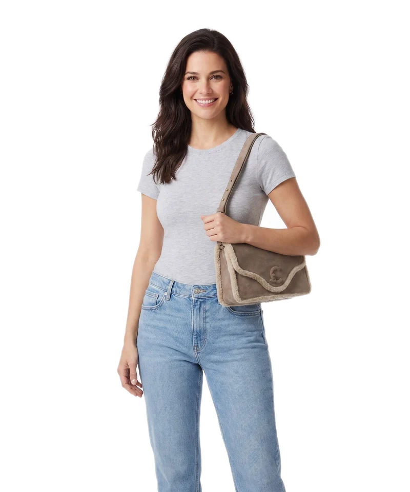 Coccinelle C-Me Softy Suede Schultertasche warm taupe