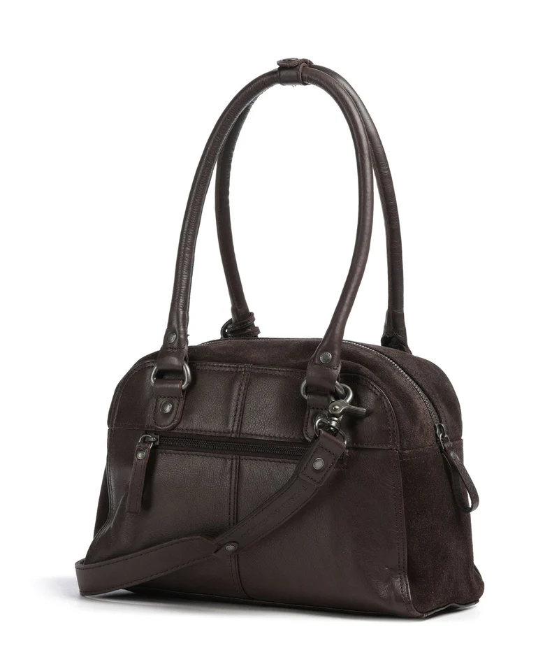 Spikes & Sparrow Suede Mix Sienna Schultertasche dark brown