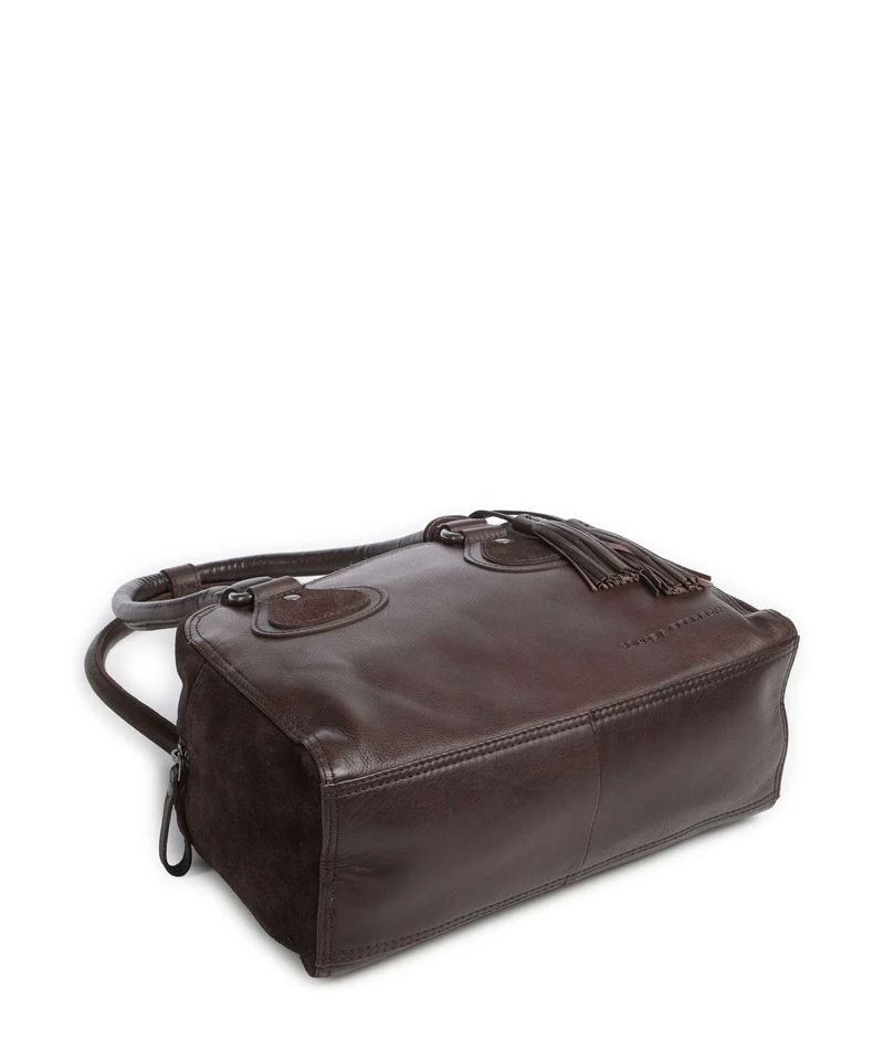 Spikes & Sparrow Suede Mix Sienna Schultertasche dark brown