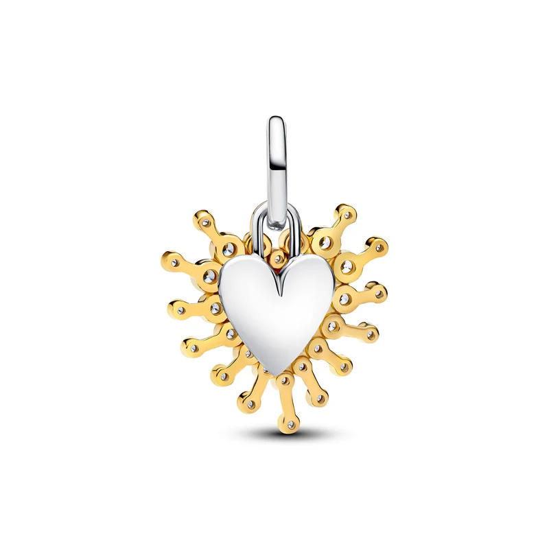 Pandora Moments Gold Plated Radiant Heart Double Dangle Charm 764141C01