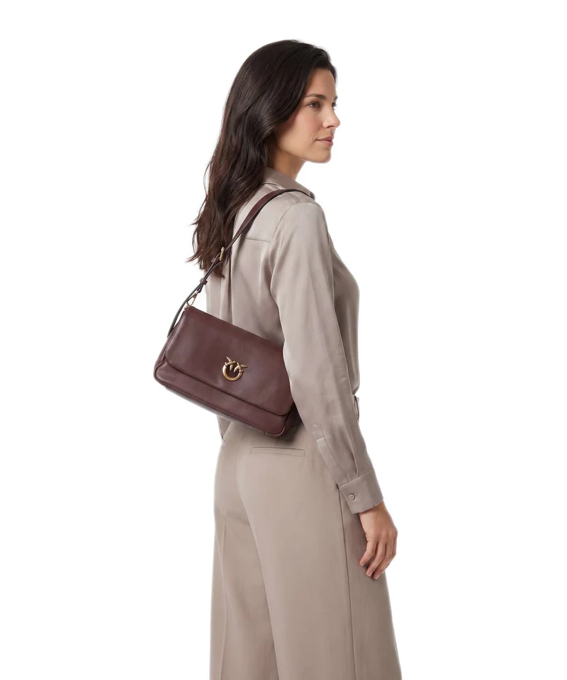 Pinko Click Soft Horizontal Schultertasche castano intenso/antique gold