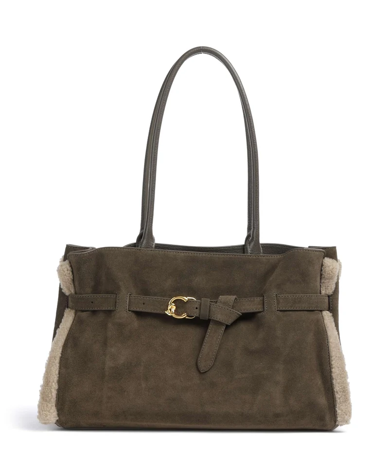 Coccinelle Sabine Soft Suede Shopper fango
