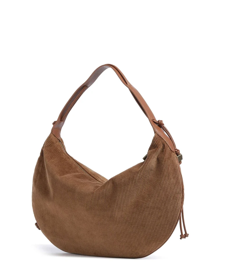 Coccinelle Thess Corduroy Beuteltasche cognac