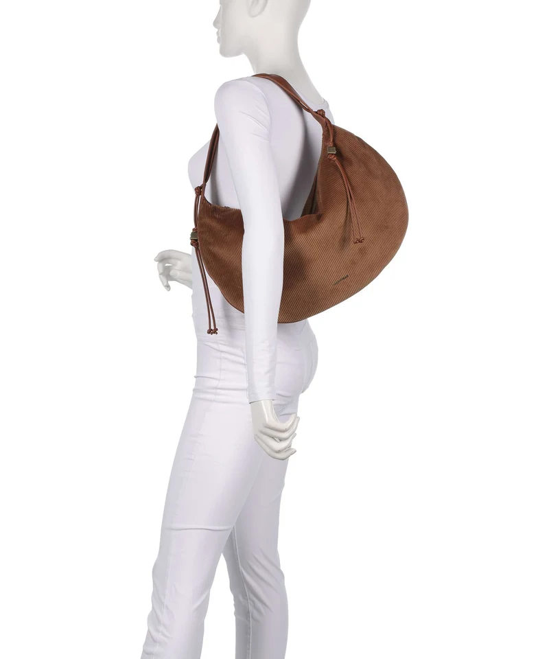 Coccinelle Thess Corduroy Beuteltasche cognac