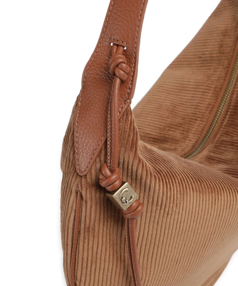 Coccinelle Thess Corduroy Beuteltasche cognac