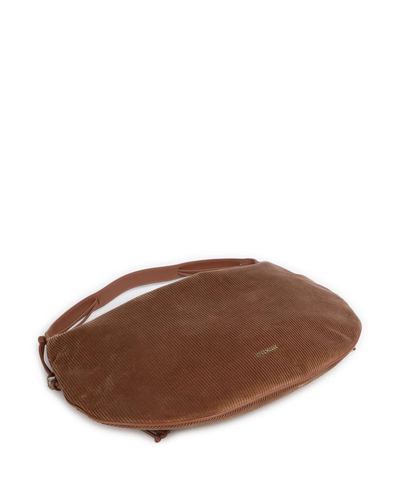 Coccinelle Thess Corduroy Beuteltasche cognac
