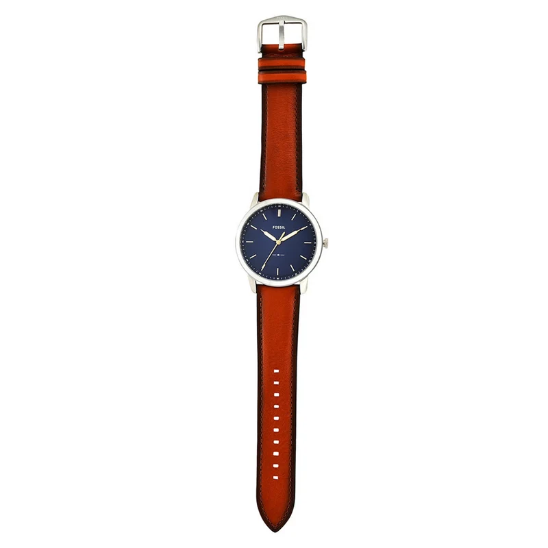 Fossil The Minimalist Silberne Und Blaue Herrenuhr FS5304