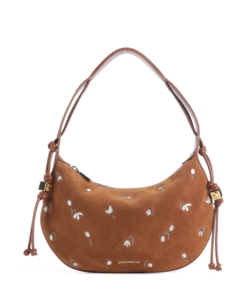 Coccinelle Thess Suede Beuteltasche cognac