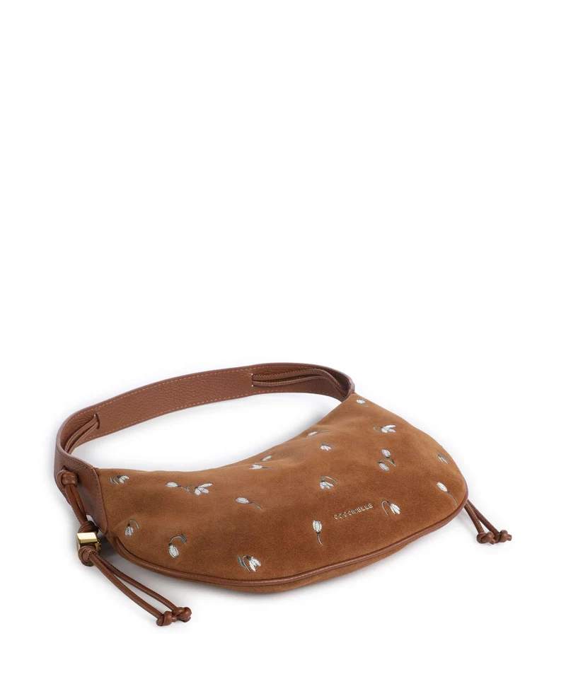 Coccinelle Thess Suede Beuteltasche cognac
