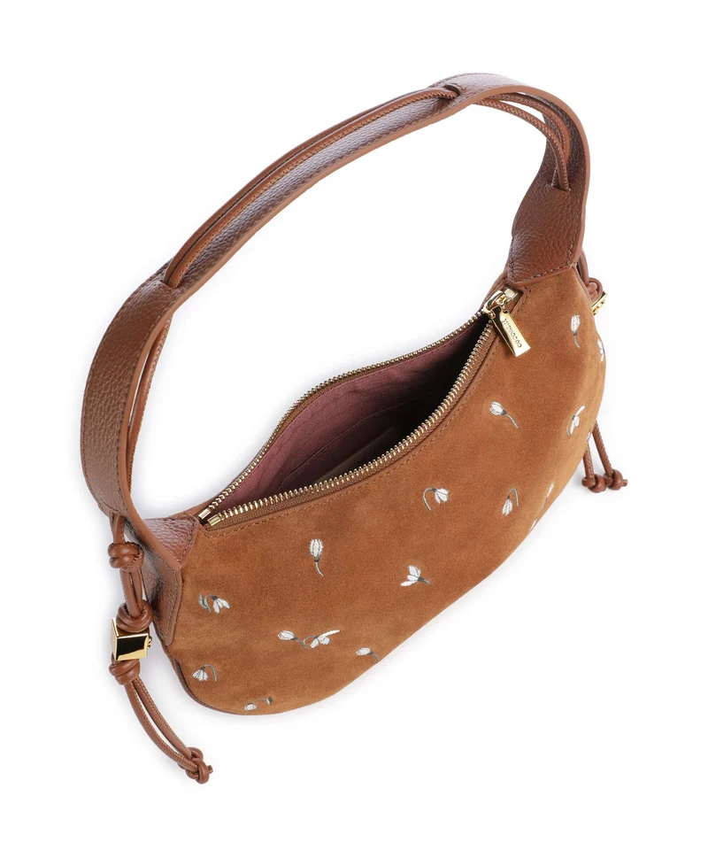 Coccinelle Thess Suede Beuteltasche cognac