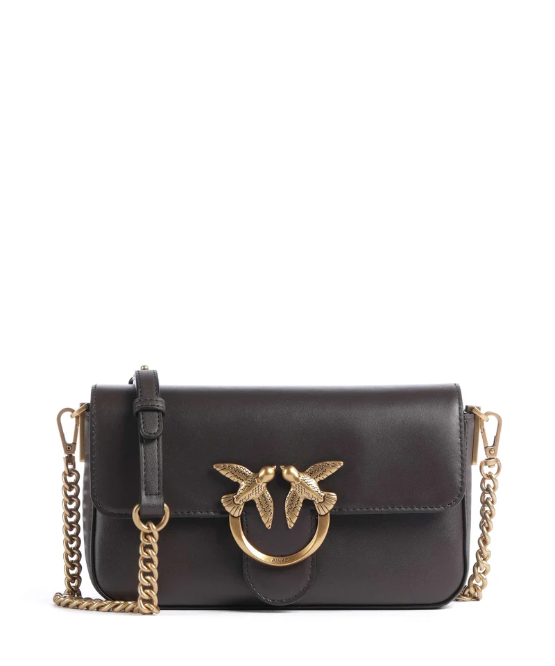 Pinko Love One Mini Slouchy Umhängetasche marrone marasca/antique gold