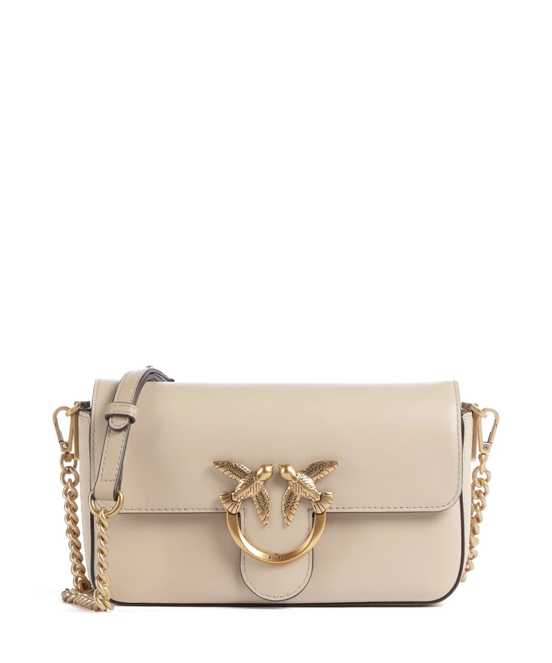 Pinko Love One Mini Slouchy Umhängetasche beige/grigio fumo/antique gold