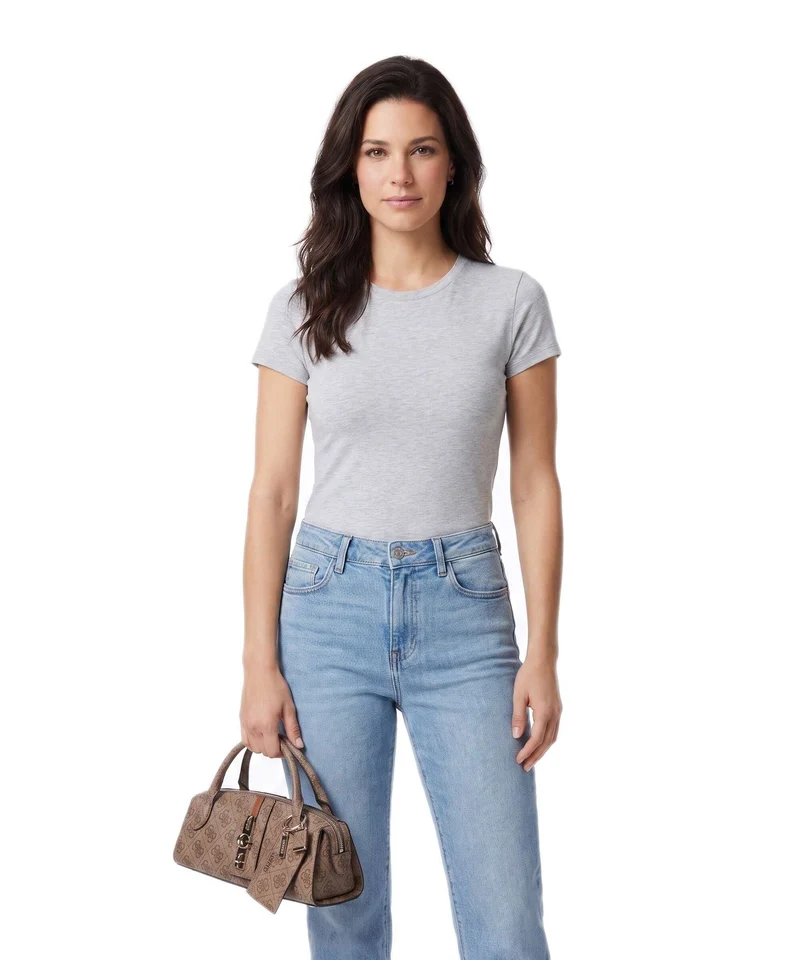 Guess Yvonne Logo Mini Handtasche latte logo