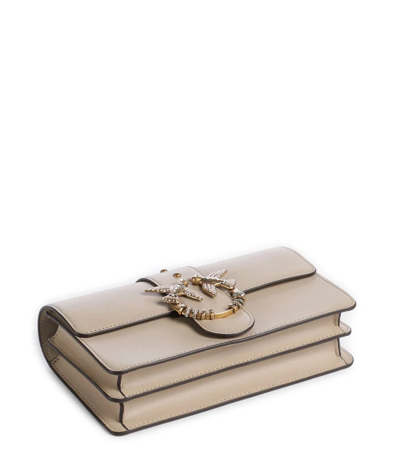 Pinko Love One Mini New Buckle Umhängetasche beige/grigio fumo/antique gold