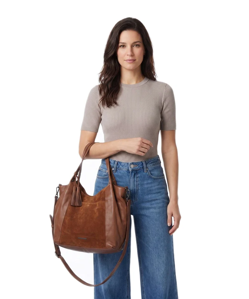 Spikes & Sparrow Suede Mix Ryana Shopper mocca