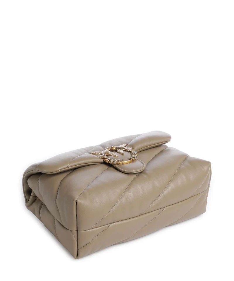 Pinko Love Puff Classic New Buckle Schultertasche grigio talpa/antique gold