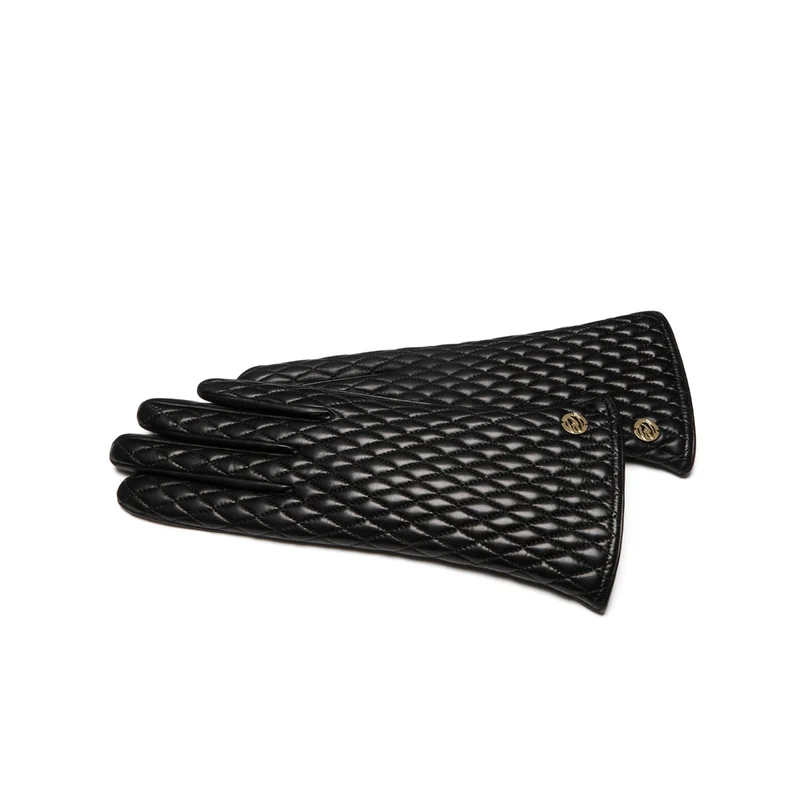 Isabel Bernard Honoré Rosette Schwarz Ziegenfell Leder Handschuhe IB67002-301-6.5