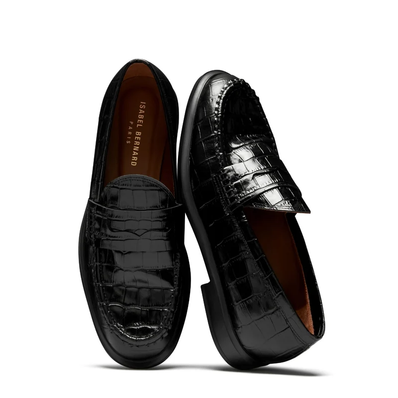 Isabel Bernard Vendôme Blandine Kroko Schwarz Kalbsleder Loafers IB51015-201-38