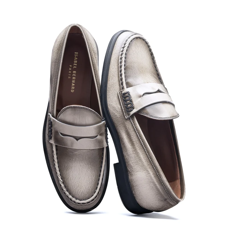 Isabel Bernard Vendôme Blandine cremefarbene Spazzolato-Leder Loafer IB51015-638-39