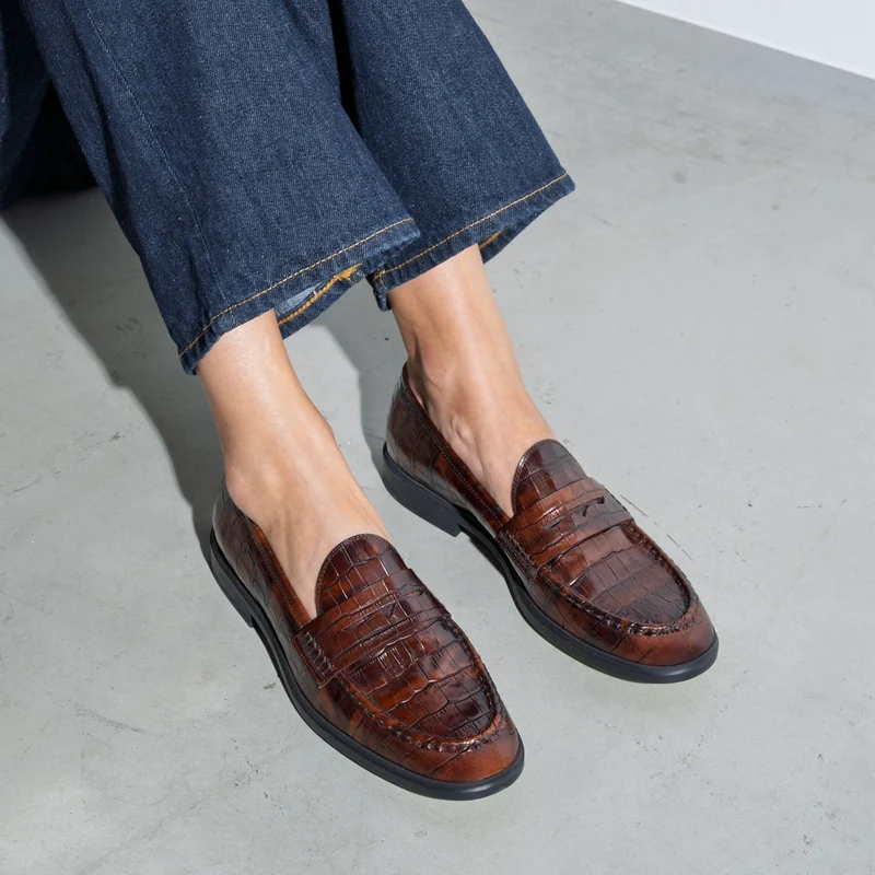 Isabel Bernard Vendôme Blandine Kroko Braun Kalbsleder Loafers IB51015-230-37