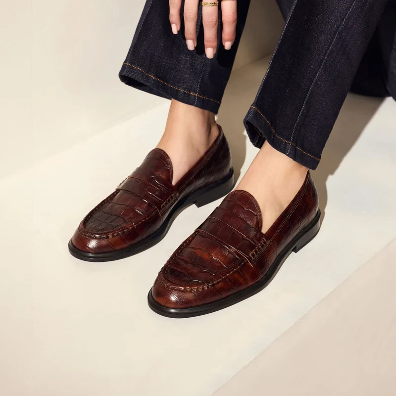 Isabel Bernard Vendôme Blandine Kroko Braun Kalbsleder Loafers IB51015-230-37