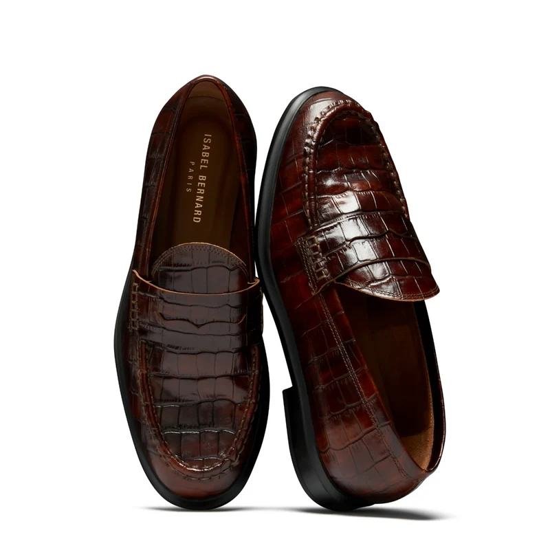 Isabel Bernard Vendôme Blandine Kroko Braun Kalbsleder Loafers IB51015-230-37