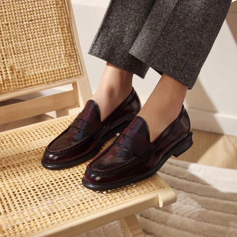 Isabel Bernard Vendôme Blandine Bordeaux Spazzolato Leder Loafers IB51015-652-39