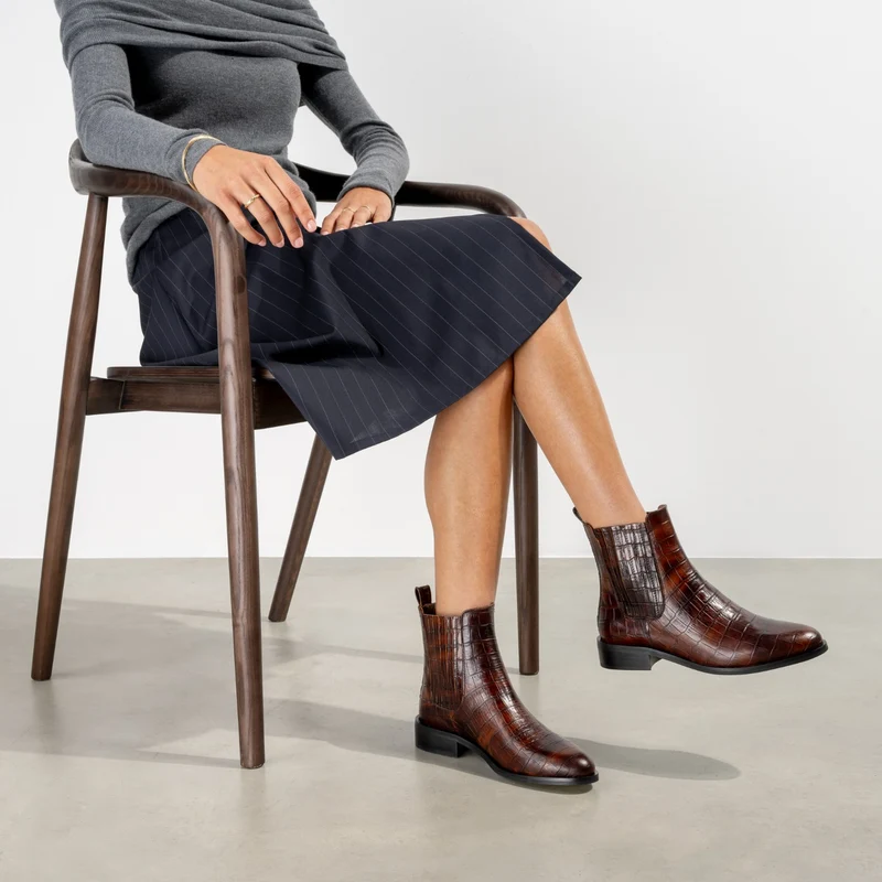 Isabel Bernard Vendôme Chey Croco Braune Chelsea Boots aus Kalbsleder IB53012-230-36