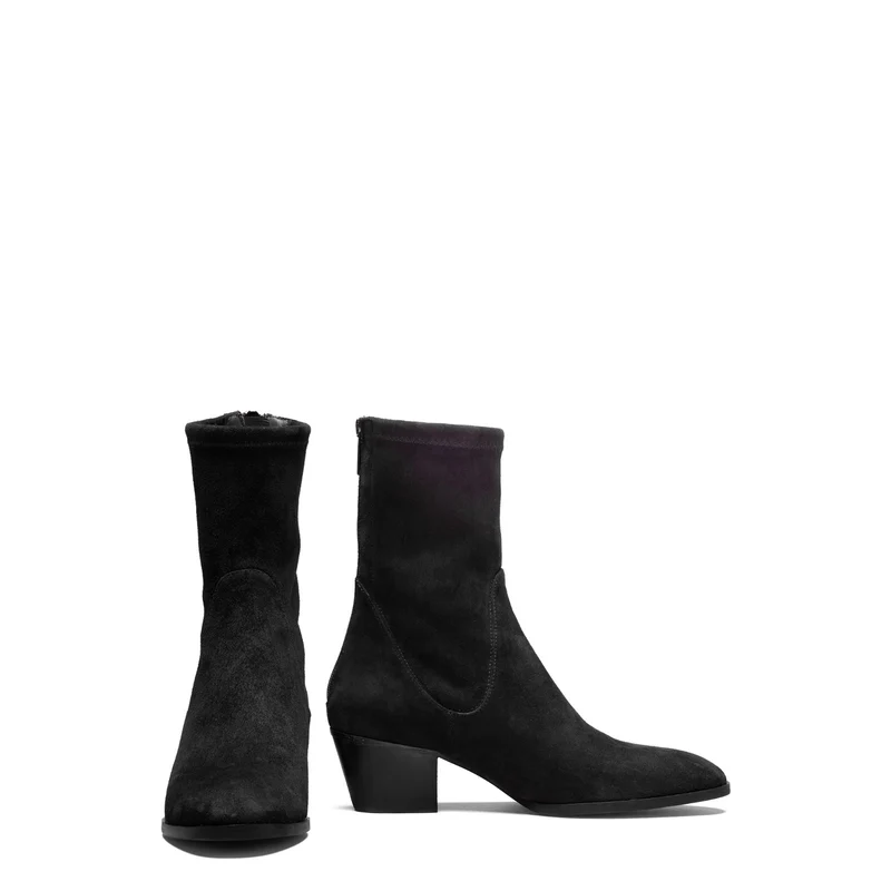 Isabel Bernard Vendôme Ines Schwarze Stretch-Stiefeletten aus Veloursleder IB53013-101-37