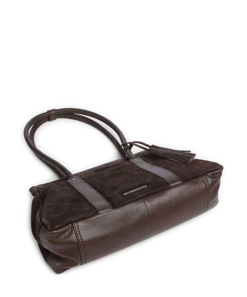 Spikes & Sparrow Suede Mix Milania Schultertasche dark brown