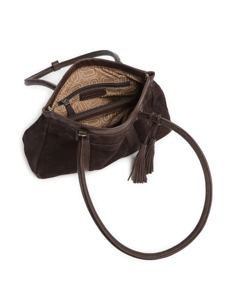 Spikes & Sparrow Suede Mix Milania Schultertasche dark brown
