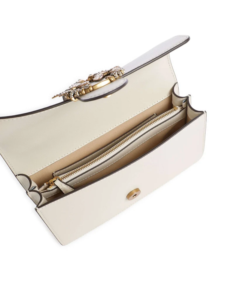 Pinko Love One Mini New Buckle Umhängetasche bianco seta/antique gold