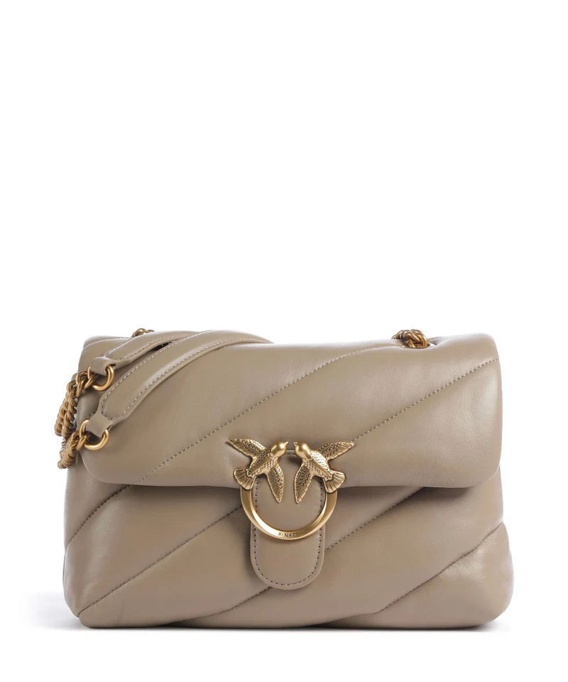 Pinko Love Puff Classic Schultertasche grigio talpa/antique gold