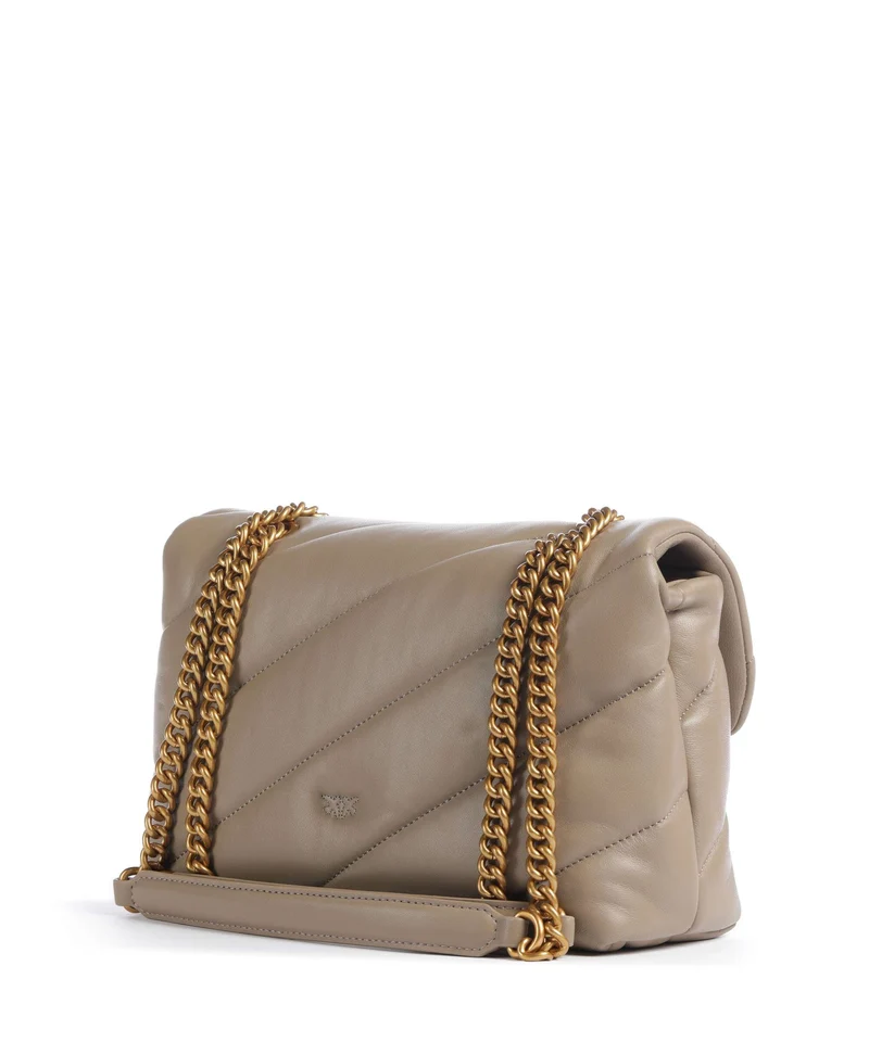 Pinko Love Puff Classic Schultertasche grigio talpa/antique gold