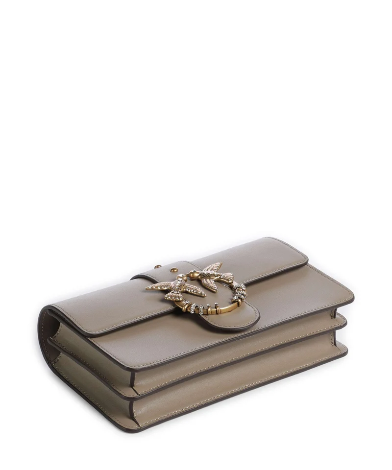 Pinko Love One Mini New Buckle Umhängetasche grigio talpa/antique gold