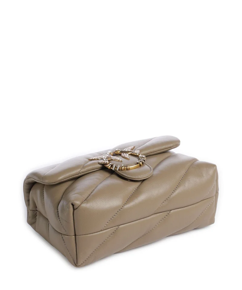 Pinko Love Puff Mini New Buckle Schultertasche grigio talpa/antique gold