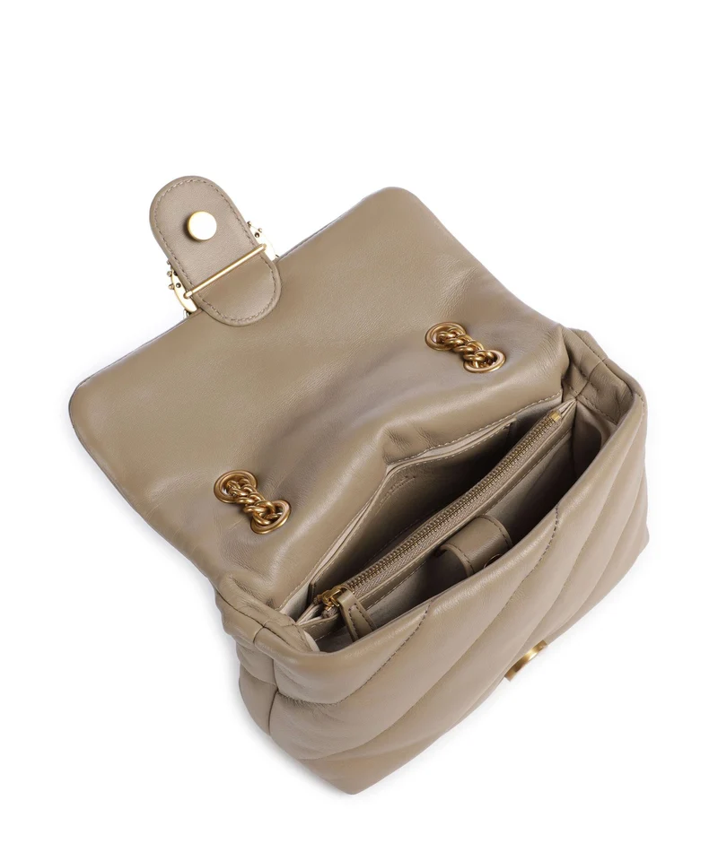 Pinko Love Puff Mini New Buckle Schultertasche grigio talpa/antique gold