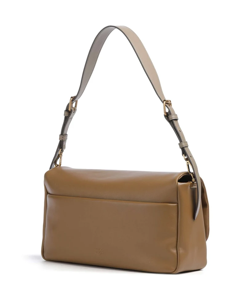 Pinko Click Soft Horizontal Schultertasche grigio talpa/antique gold