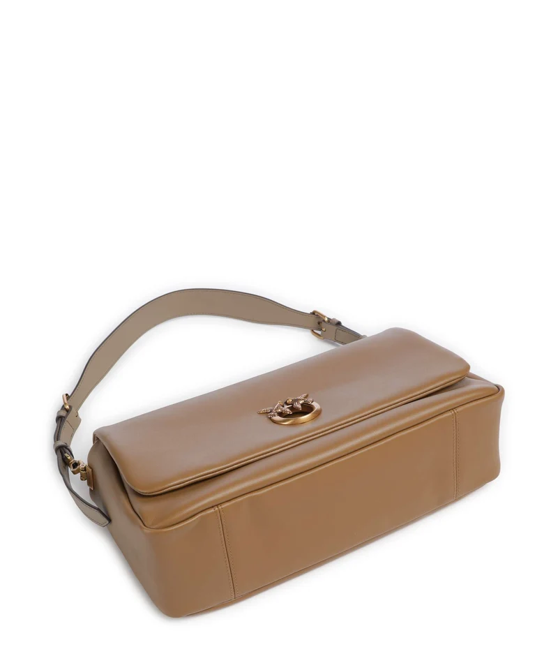 Pinko Click Soft Horizontal Schultertasche grigio talpa/antique gold
