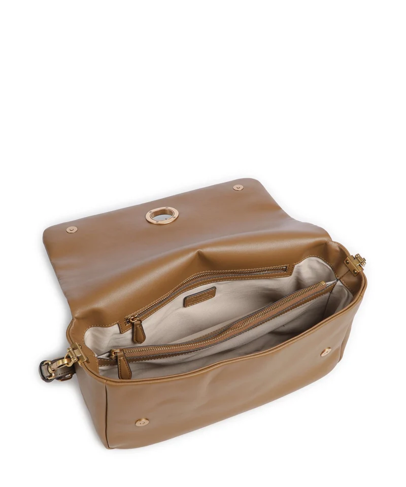 Pinko Click Soft Horizontal Schultertasche grigio talpa/antique gold