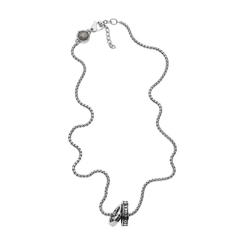 Diesel Double Pendant Halskette Aus Edelstahl DX1168040