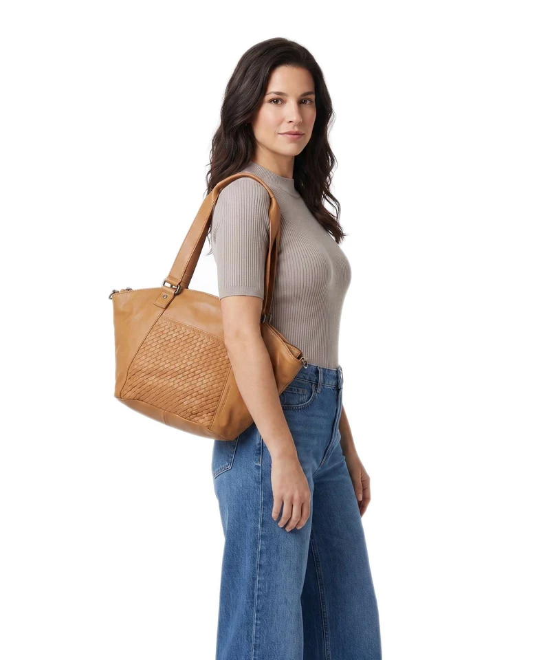 Spikes & Sparrow Woven Patty Shopper tan