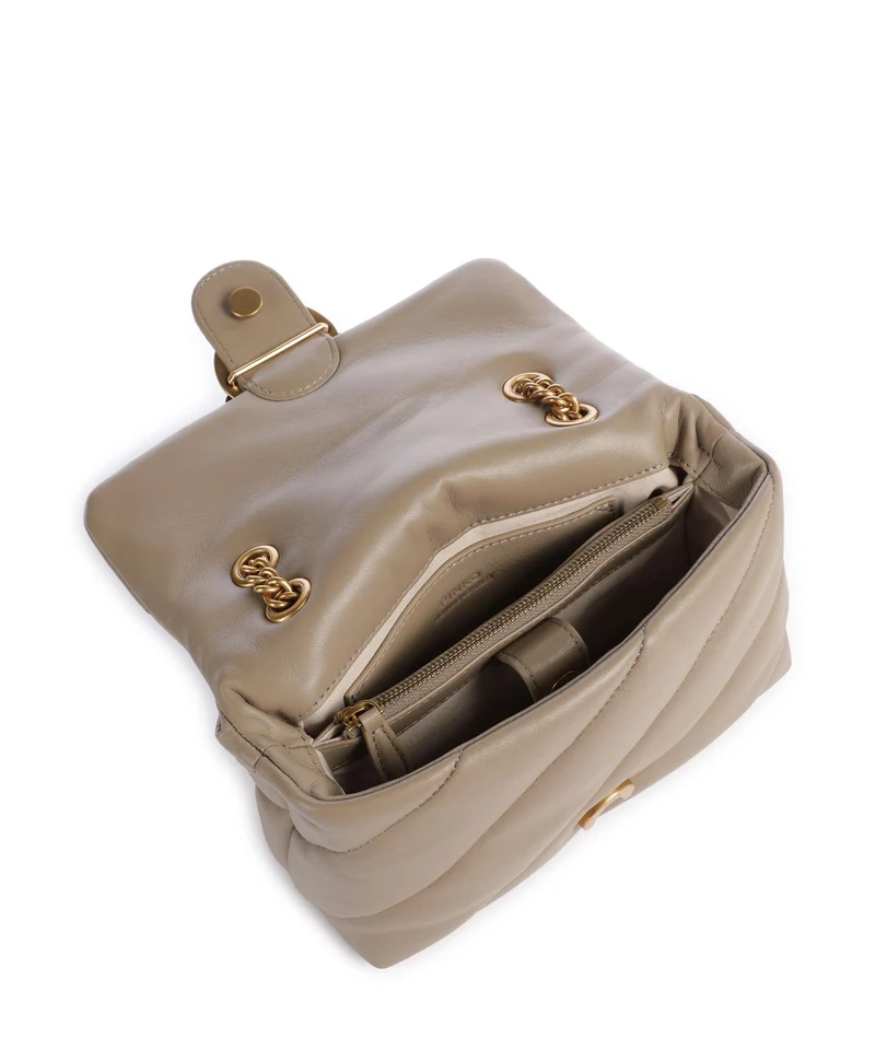 Pinko Love Puff Mini Schultertasche grigio talpa/antique gold