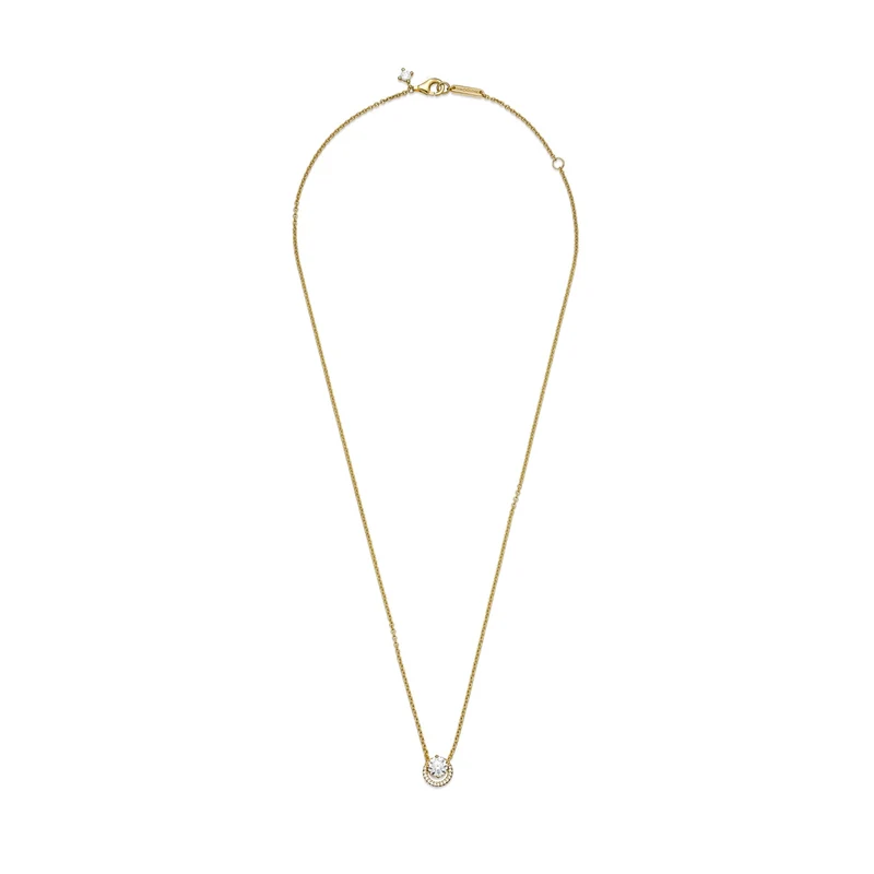 Pandora Timeless Goldfarbene Sparkling Round Halo Kette mit 585er Golden Plattierung 361174C01-45 (Länge: 45.00 cm)
