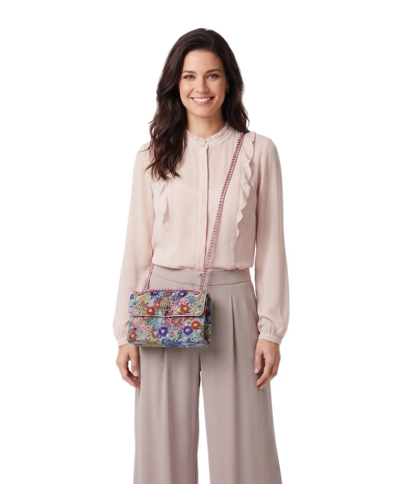Kurt Geiger Kensington Mini Flower Schultertasche blue