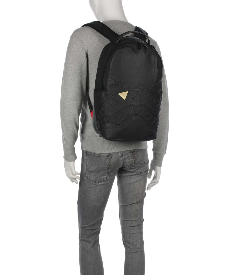 Sprayground Blacked Out Embossed Gold Tooth Rucksack black