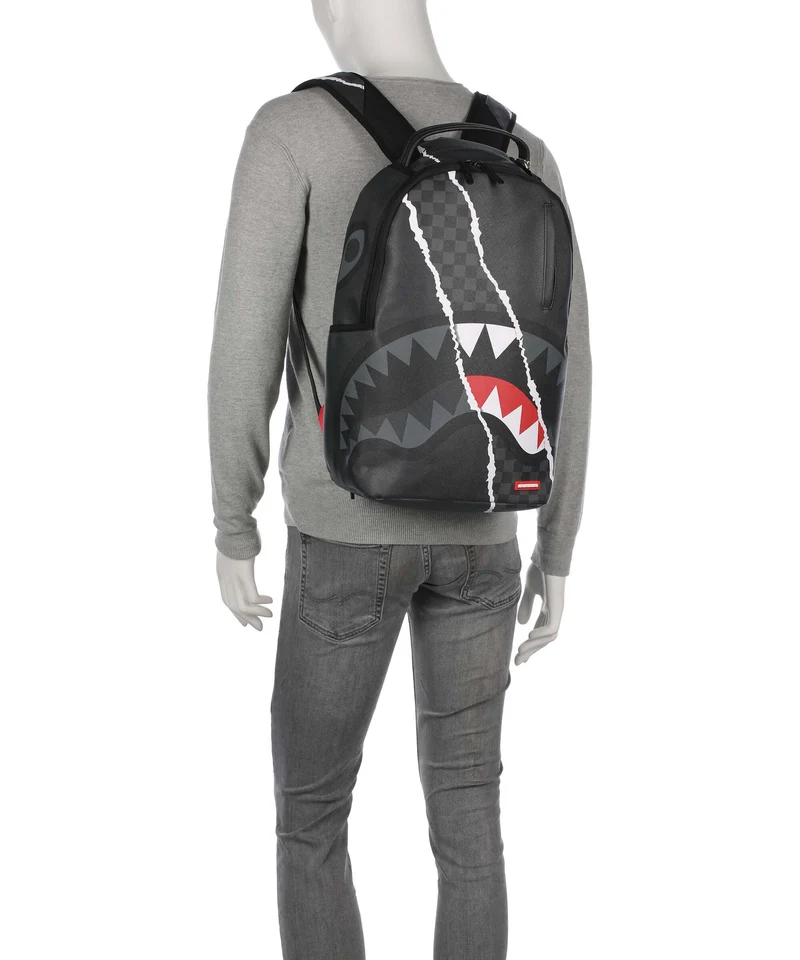 Sprayground Center Rip Revealing Gray Check Rucksack black