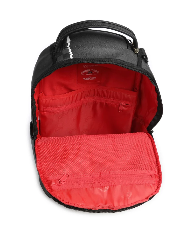 Sprayground Center Rip Revealing Gray Check Rucksack black
